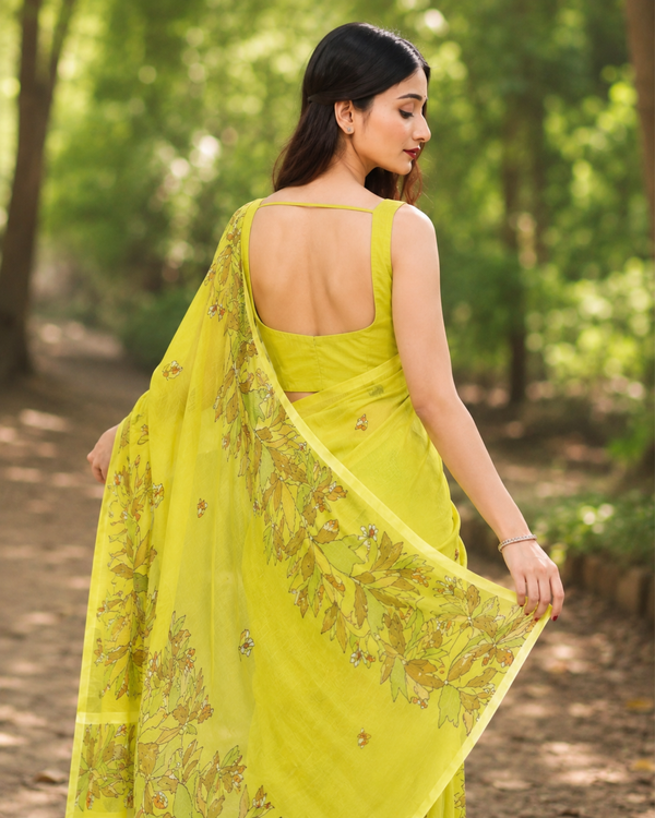 Citrus Vine Chanderi Saree