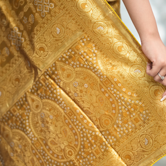 Golden Mustard Brocade Silk Saree