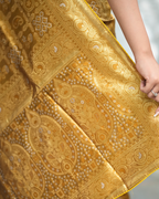 Golden Mustard Brocade Silk Saree