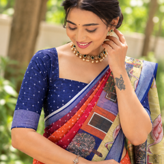 Multi-Band Bandhani Procession Chanderi Saree
