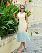 Azure Horizon Dip-Dye A-Line Dress