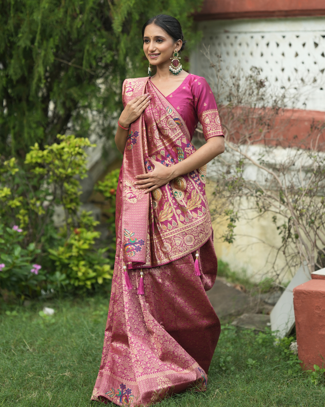 Orchid Pink Paithani Style Silk Saree