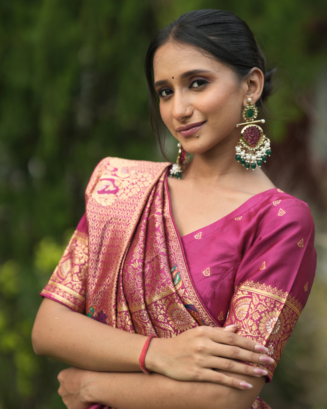 Orchid Pink Paithani Style Silk Saree