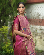 Orchid Pink Paithani Style Silk Saree
