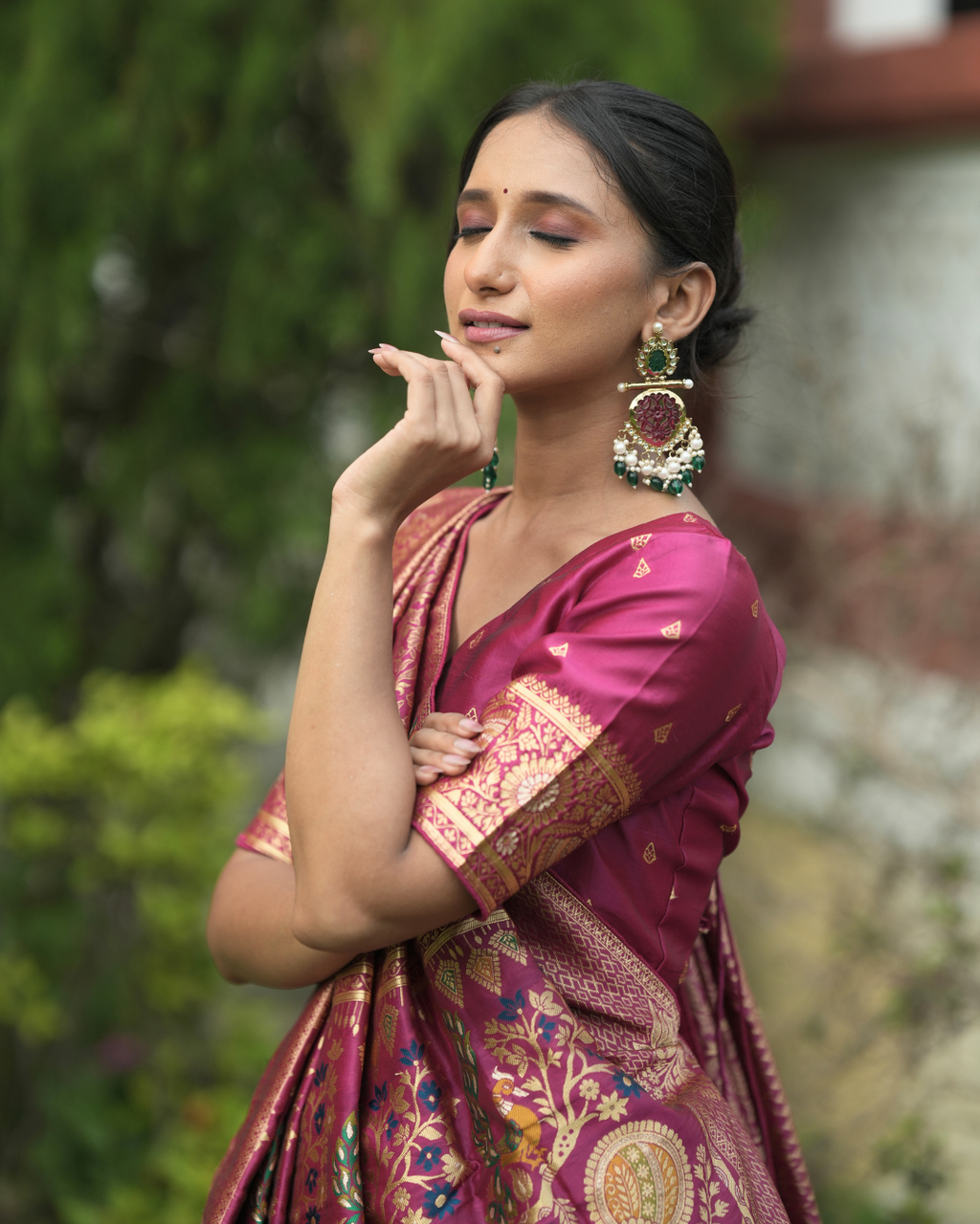 Orchid Pink Paithani Style Silk Saree