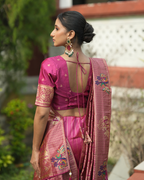 Orchid Pink Paithani Style Silk Saree