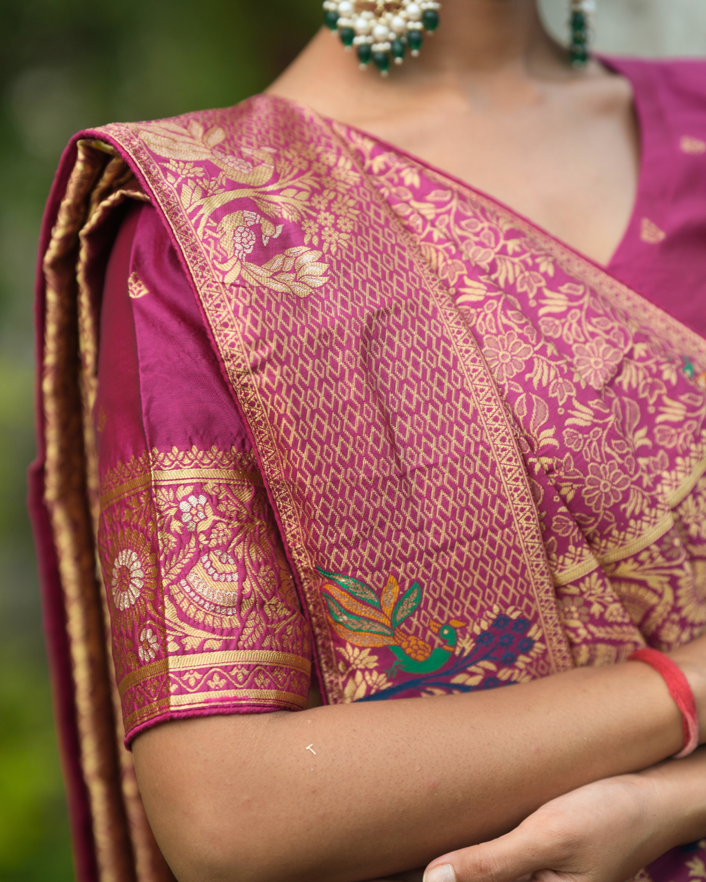 Orchid Pink Paithani Style Silk Saree