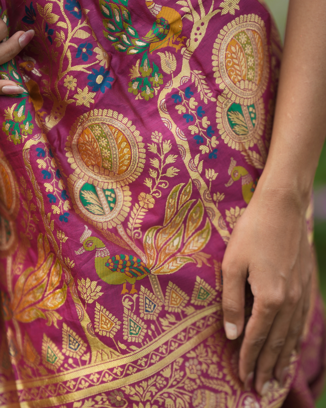 Orchid Pink Paithani Style Silk Saree