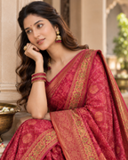 Rani Pink Royal Bandhani Brocade Premium Silk Saree