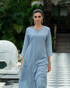 Powder Blue Striped Tunic Set