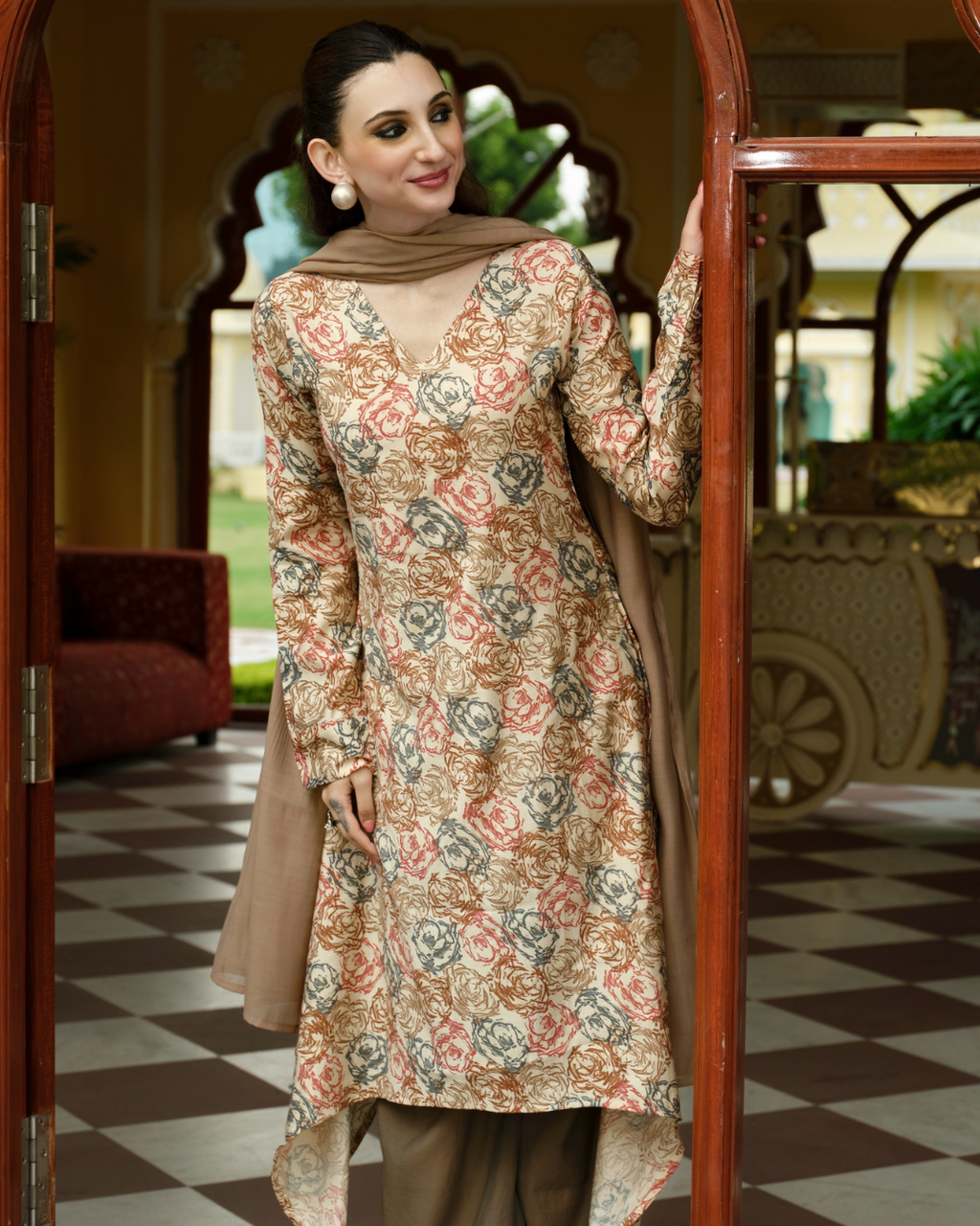 Earth Rose High-Low Kurti Set