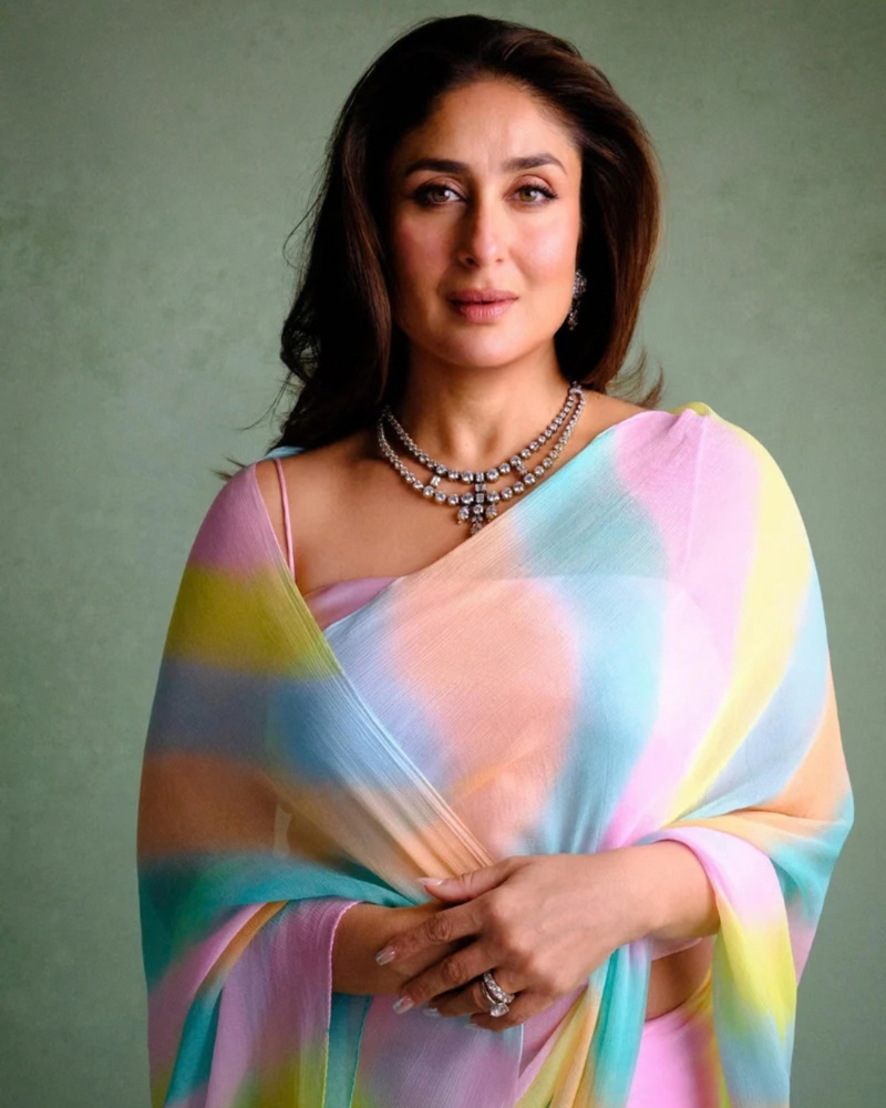 Pastel Rainbow Leheriya Chiffon Saree