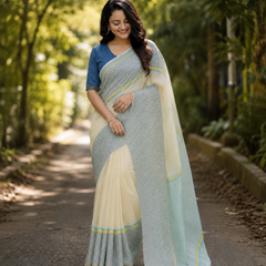 Sky Mist Chanderi Saree
