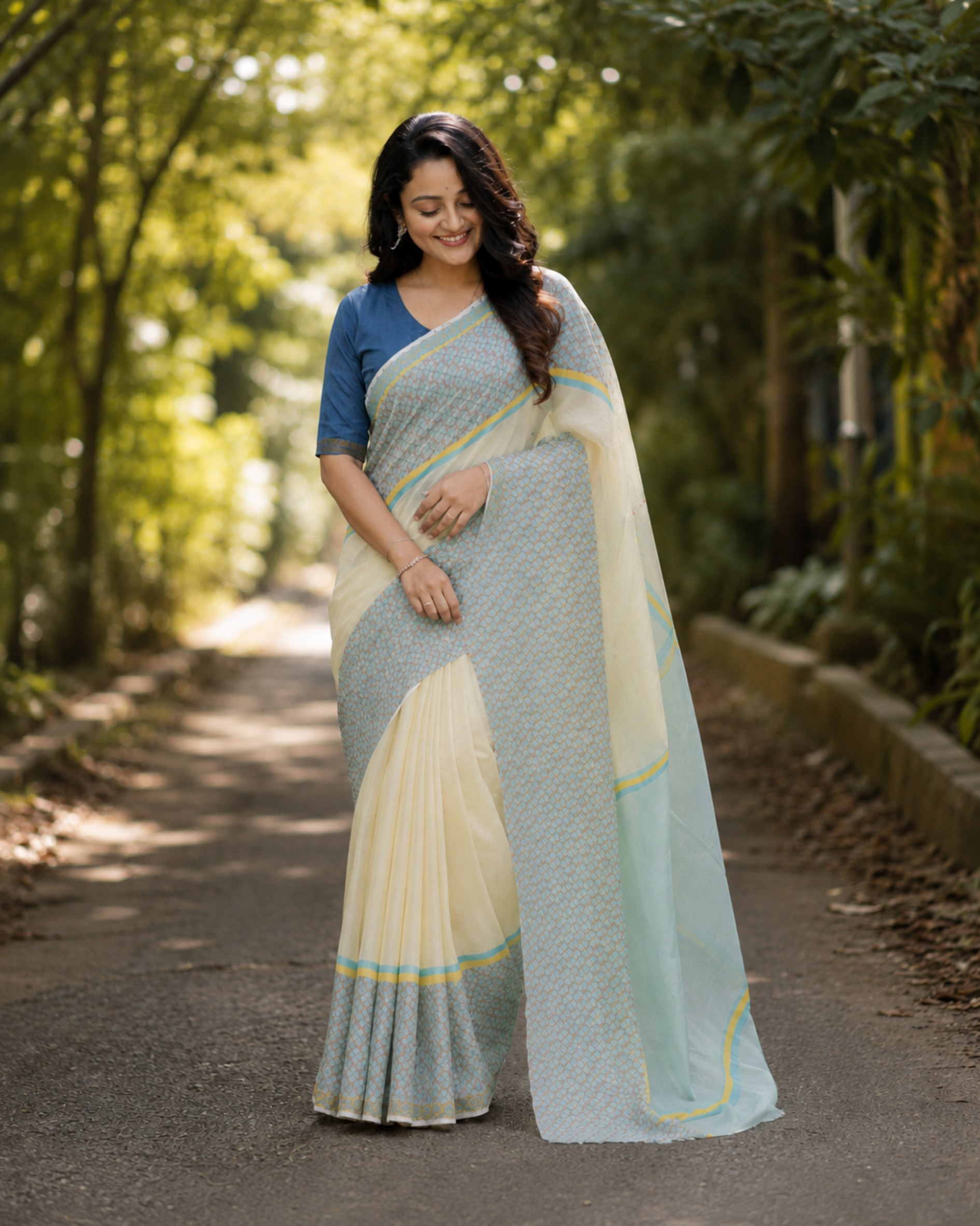 Sky Mist Chanderi Saree