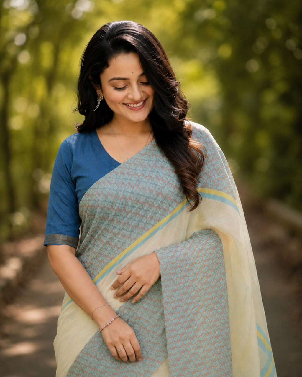 Sky Mist Chanderi Saree
