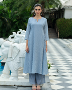Powder Blue Striped Tunic Set
