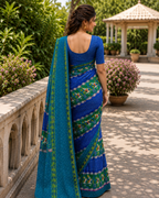 Royal Blue Bandhani Patola Folk Saree