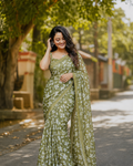 Olive Bloom Chanderi Saree