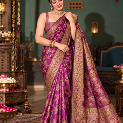 Plum Wine Brocade Banarasi Silk Saree