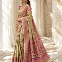 Pistachio Green Meenakari Banarasi Silk Saree