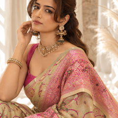 Pistachio Green Meenakari Banarasi Silk Saree