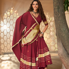 Royal Maroon Zari Stripe Chaniya Choli