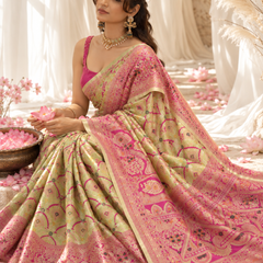 Pistachio Green Meenakari Banarasi Silk Saree