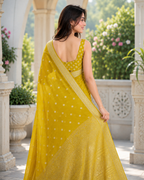 Bright Mustard Gold Bandhani Brocade Premium Silk Saree