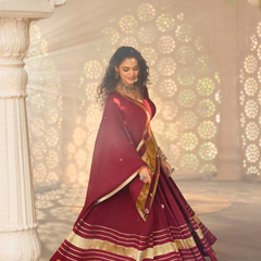Royal Maroon Zari Stripe Chaniya Choli