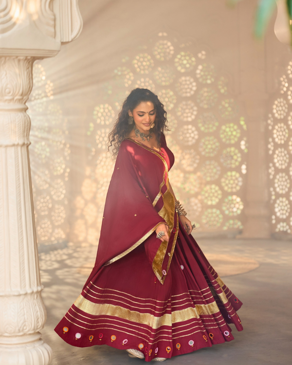 Royal Maroon Zari Stripe Chaniya Choli