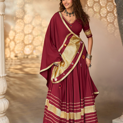 Royal Maroon Zari Stripe Chaniya Choli