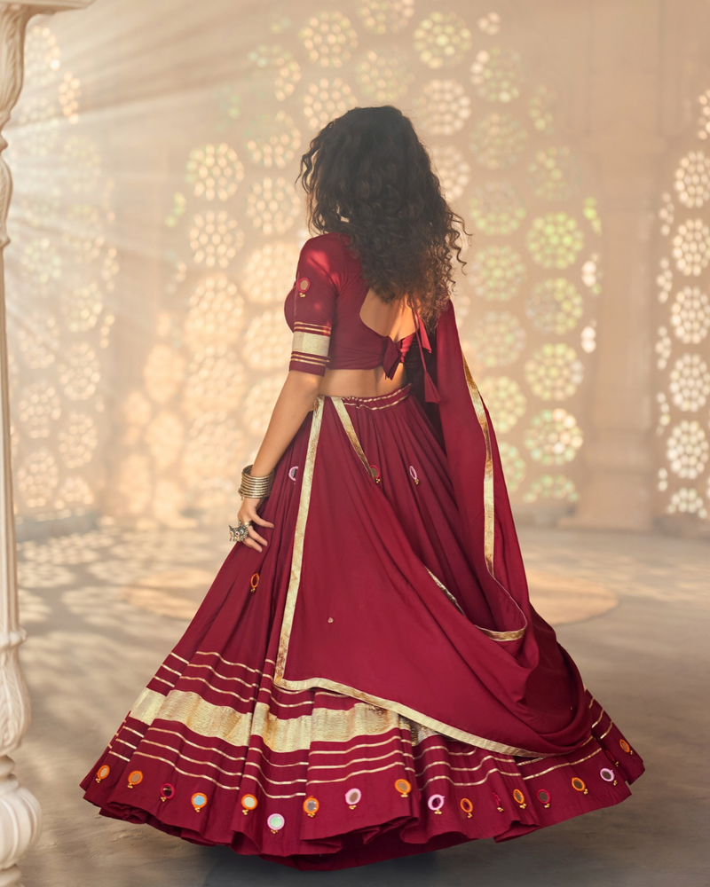 Royal Maroon Zari Stripe Chaniya Choli