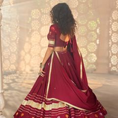 Royal Maroon Zari Stripe Chaniya Choli
