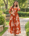 Rust Floral Tiered Maxi Dress