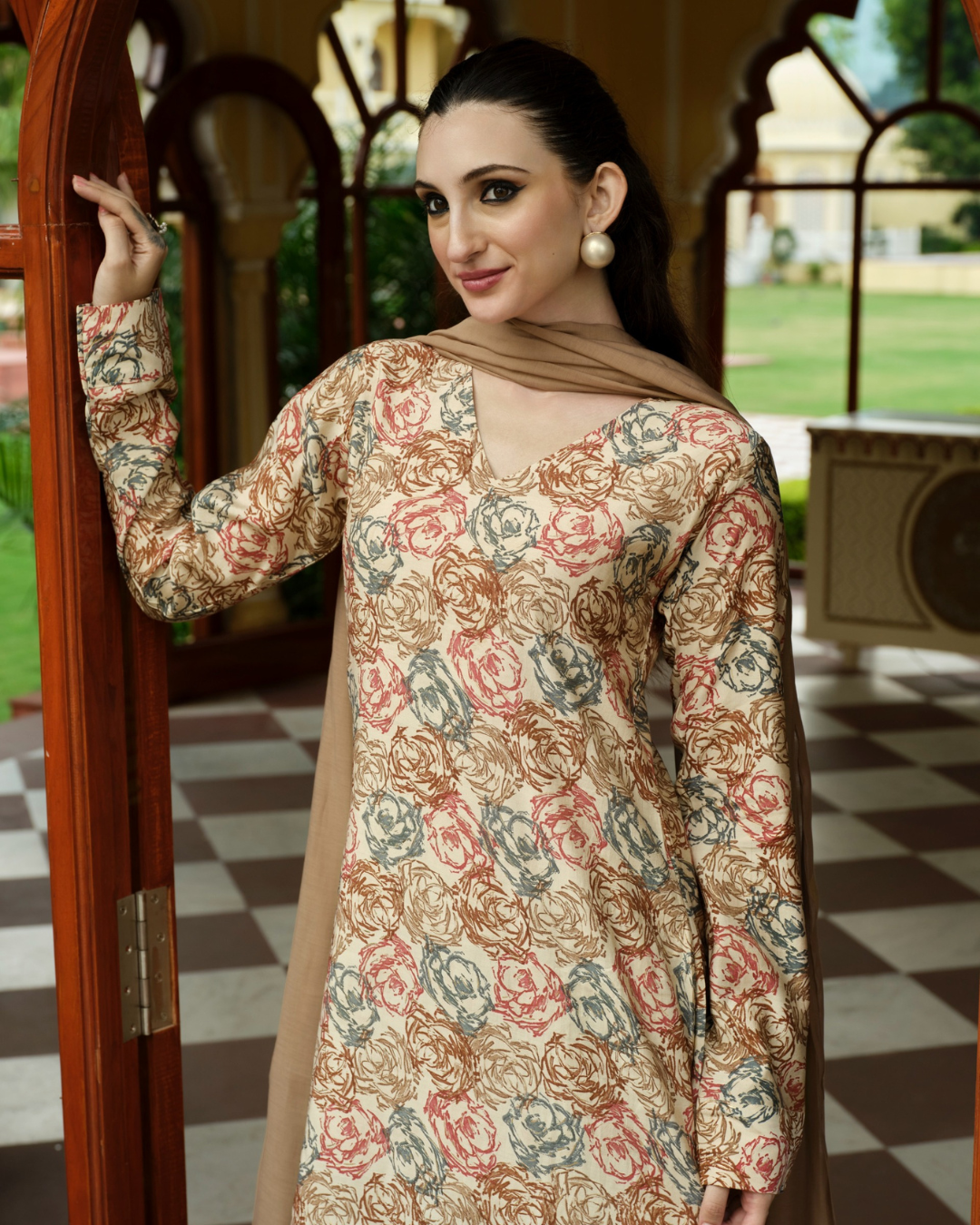 Earth Rose High-Low Kurti Set