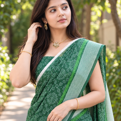 Emerald Mandala Bandhani Chanderi Saree