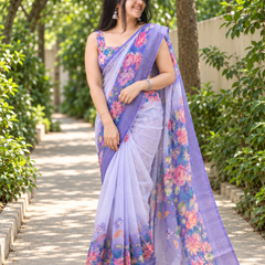 Lilac Ombre Botanical Garden Chanderi Saree