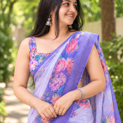 Lilac Ombre Botanical Garden Chanderi Saree