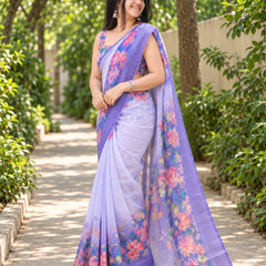 Lilac Ombre Botanical Garden Chanderi Saree