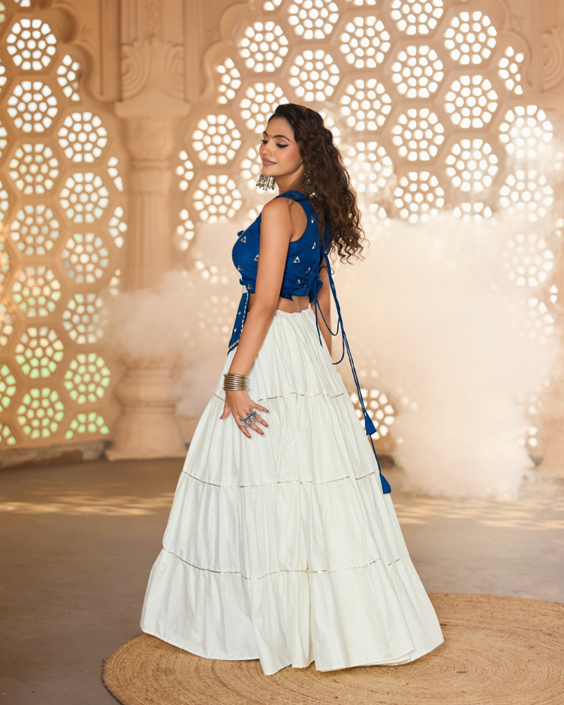 Royal Blue Gota Tiered Chaniya Choli