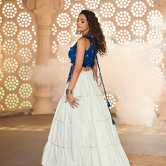Royal Blue Gota Tiered Chaniya Choli