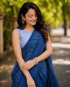 Indigo Grace Chanderi Saree