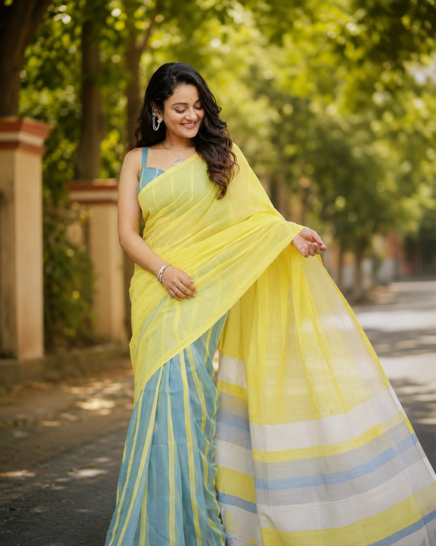 Sunbeam Stripe Chanderi Saree