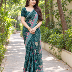 Emerald Patola Bandhani Chanderi Saree