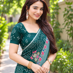 Emerald Patola Bandhani Chanderi Saree