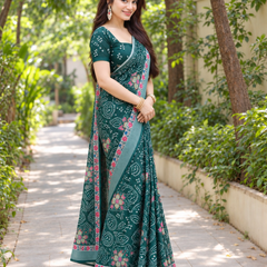 Emerald Patola Bandhani Chanderi Saree