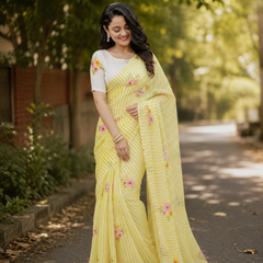 Lemon Blossom Chanderi Saree