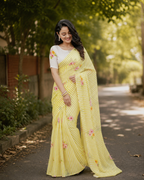 Lemon Blossom Chanderi Saree