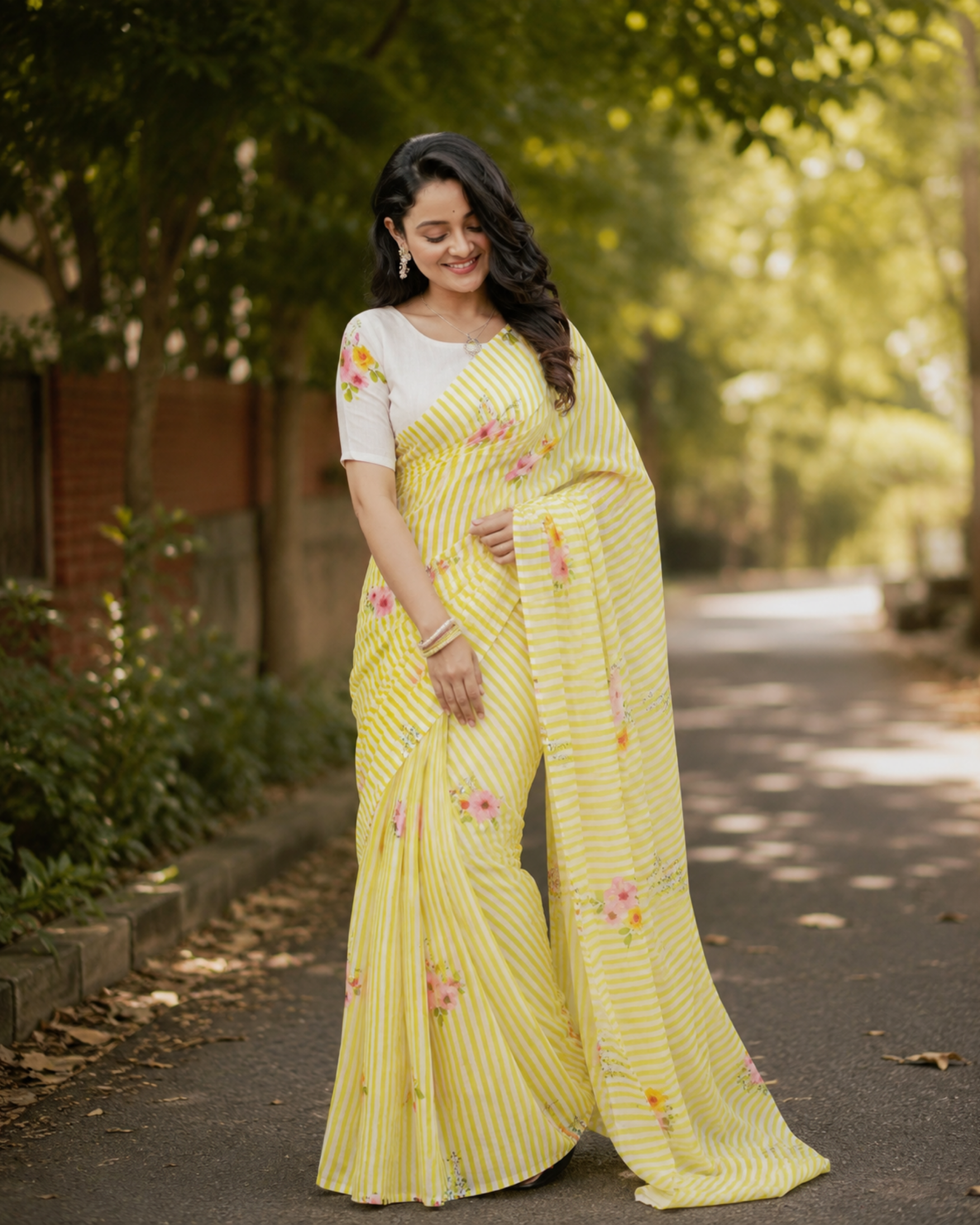 Lemon Blossom Chanderi Saree