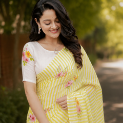 Lemon Blossom Chanderi Saree